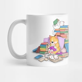 Corgi and cats read books Mug